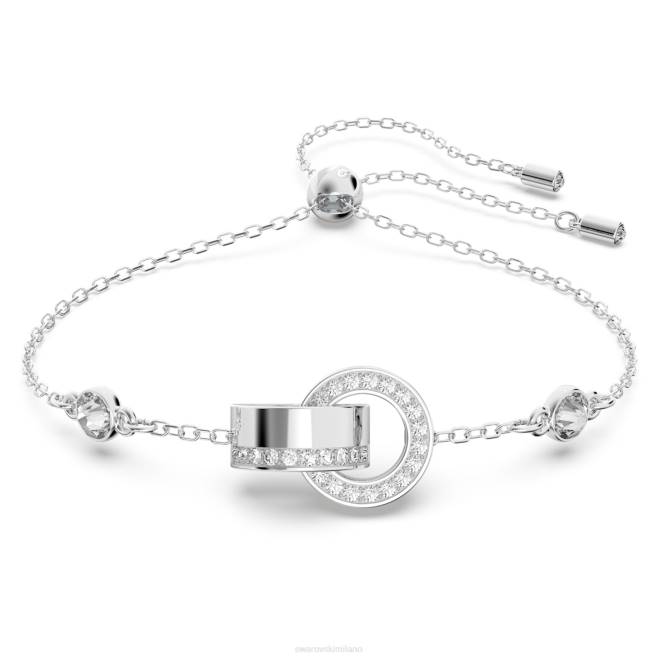 Swarovski DV4B430 gioielleria anello ad incastro, bianco, placcato rodio braccialetto cavo
