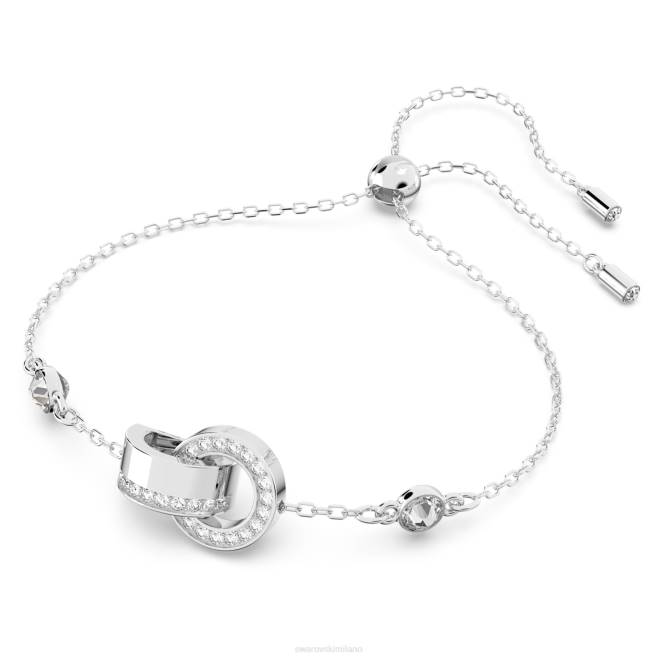 Swarovski DV4B430 gioielleria anello ad incastro, bianco, placcato rodio braccialetto cavo