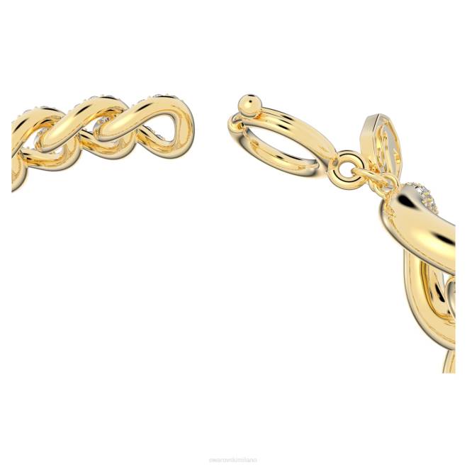 Swarovski DV4B432 gioielleria pavé, bianco, placcato color oro braccialetto destrezza