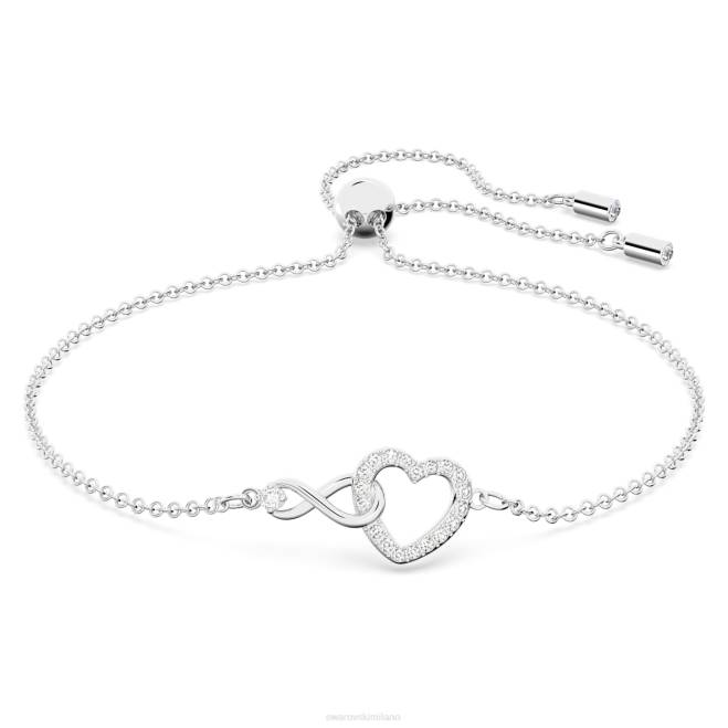 Swarovski DV4B435 gioielleria infinito e cuore, bianco, placcato rodio braccialetto infinito