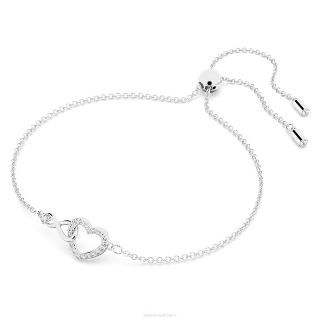 Swarovski DV4B435 gioielleria infinito e cuore, bianco, placcato rodio braccialetto infinito