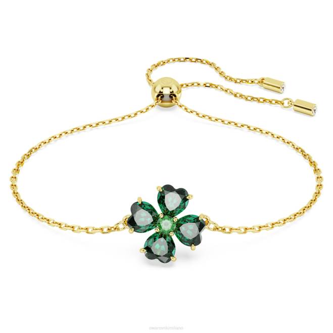 Swarovski DV4B458 gioielleria tagli misti, trifoglio, verde, placcato oro braccialetto idilliaco
