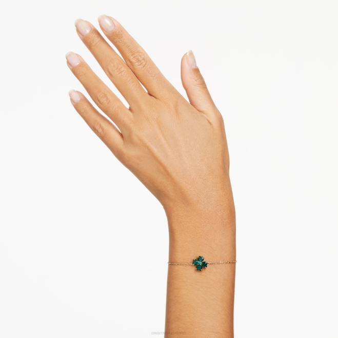 Swarovski DV4B458 gioielleria tagli misti, trifoglio, verde, placcato oro braccialetto idilliaco