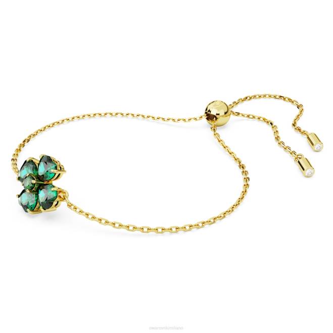 Swarovski DV4B458 gioielleria tagli misti, trifoglio, verde, placcato oro braccialetto idilliaco