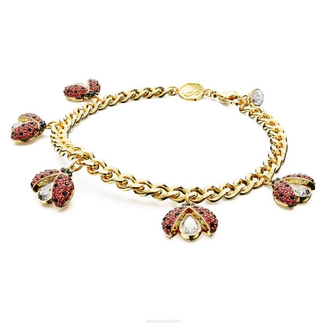 Swarovski DV4B459 gioielleria coccinella, rossa, placcata color oro braccialetto idilliaco