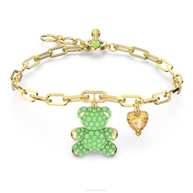 Swarovski DV4B472 gioielleria orso, verde, placcato color oro braccialetto di orsacchiotto