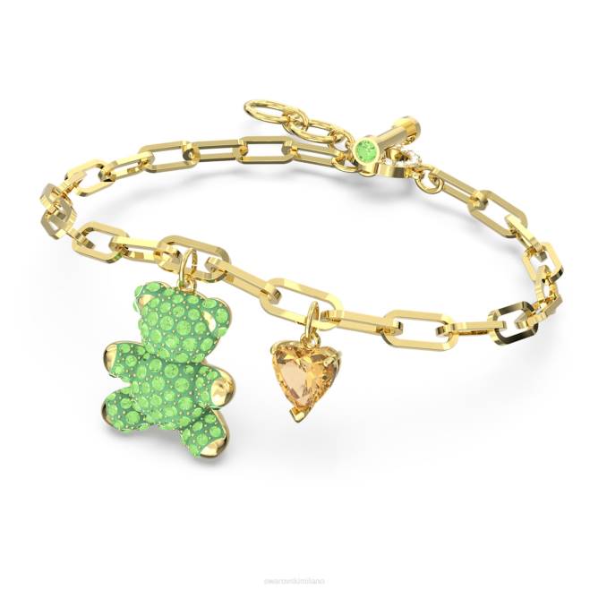 Swarovski DV4B472 gioielleria orso, verde, placcato color oro braccialetto di orsacchiotto