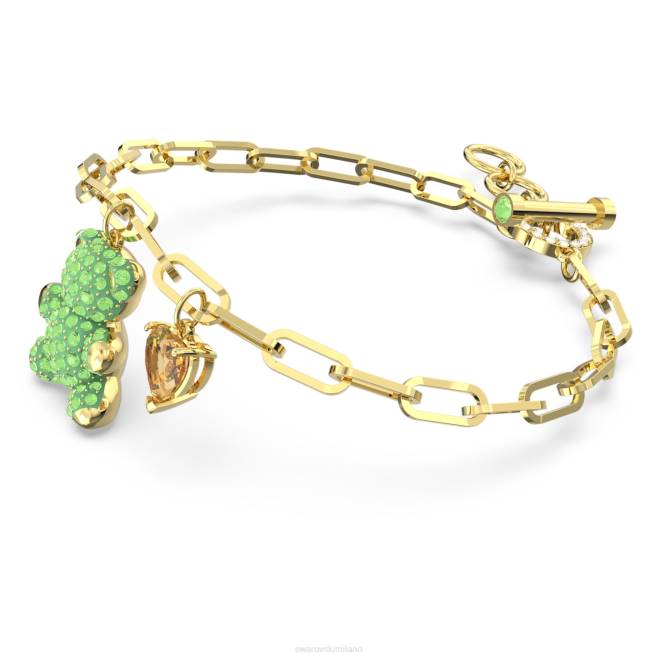 Swarovski DV4B472 gioielleria orso, verde, placcato color oro braccialetto di orsacchiotto