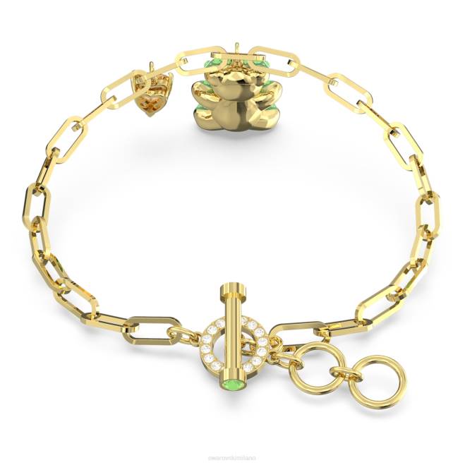 Swarovski DV4B472 gioielleria orso, verde, placcato color oro braccialetto di orsacchiotto