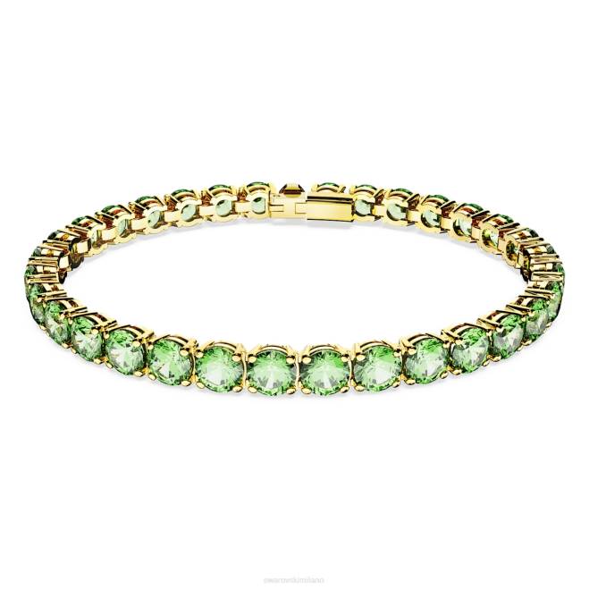 Swarovski DV4B542 gioielleria taglio rotondo, verde, placcato color oro braccialetto tennis a matrice