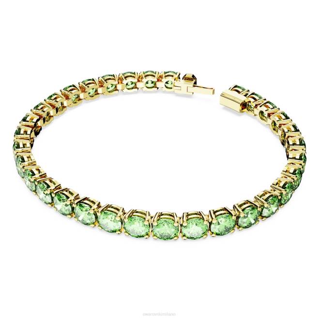 Swarovski DV4B542 gioielleria taglio rotondo, verde, placcato color oro braccialetto tennis a matrice