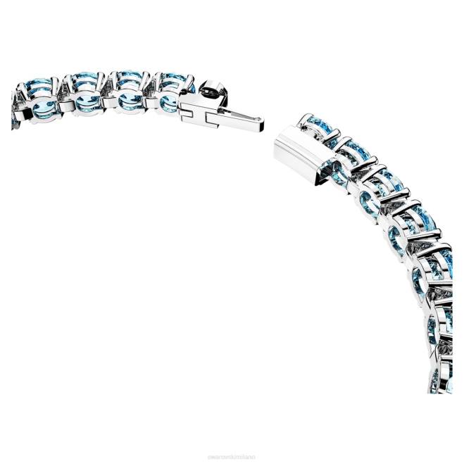 Swarovski DV4B543 gioielleria taglio rotondo, blu, placcato rodio braccialetto tennis a matrice