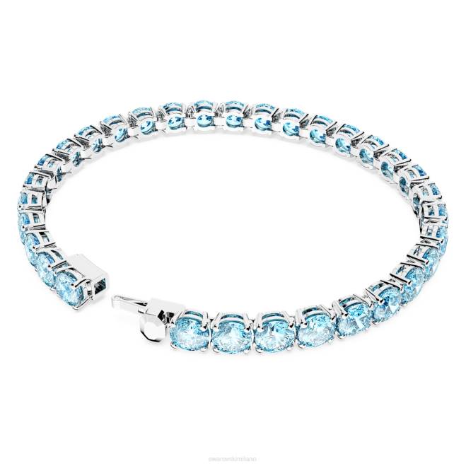 Swarovski DV4B543 gioielleria taglio rotondo, blu, placcato rodio braccialetto tennis a matrice