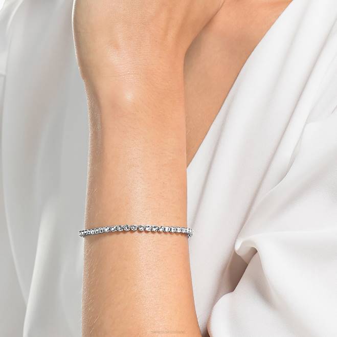 Swarovski DV4B544 gioielleria taglio rotondo, bianco, placcato rodio braccialetto Emily