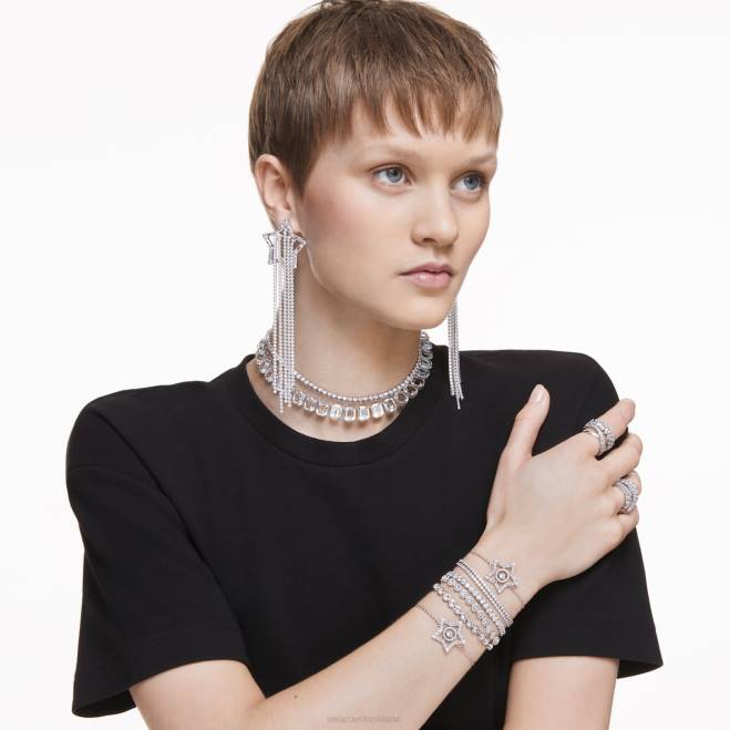 Swarovski DV4B544 gioielleria taglio rotondo, bianco, placcato rodio braccialetto Emily