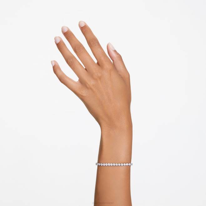 Swarovski DV4B545 gioielleria taglio rotondo, bianco, placcato rodio braccialetto tennis a matrice