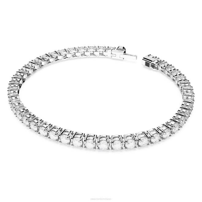 Swarovski DV4B545 gioielleria taglio rotondo, bianco, placcato rodio braccialetto tennis a matrice