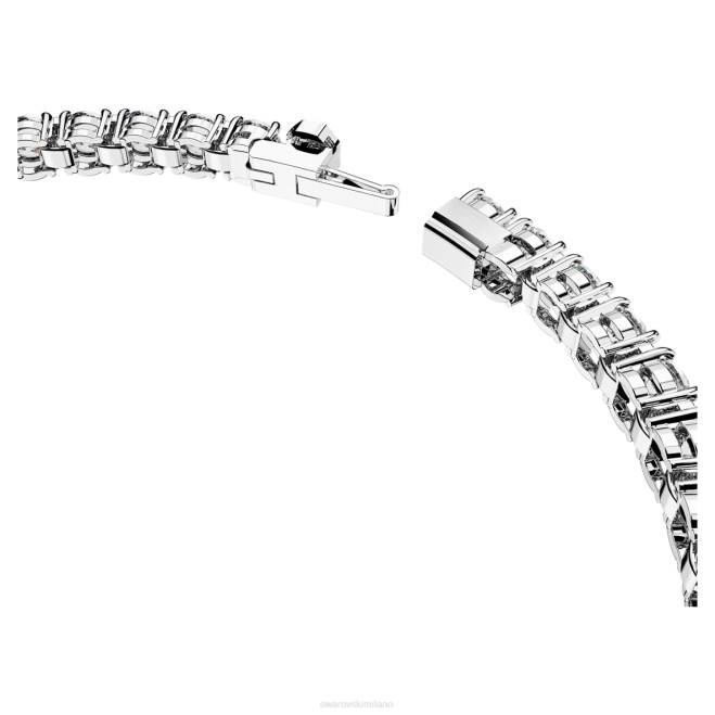 Swarovski DV4B545 gioielleria taglio rotondo, bianco, placcato rodio braccialetto tennis a matrice