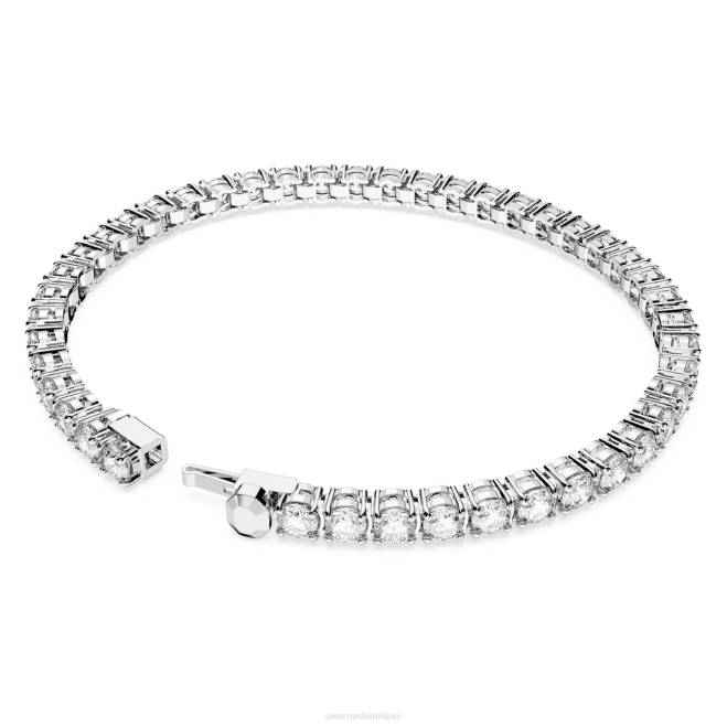 Swarovski DV4B545 gioielleria taglio rotondo, bianco, placcato rodio braccialetto tennis a matrice