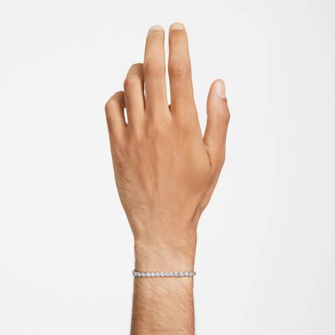 Swarovski DV4B545 gioielleria taglio rotondo, bianco, placcato rodio braccialetto tennis a matrice