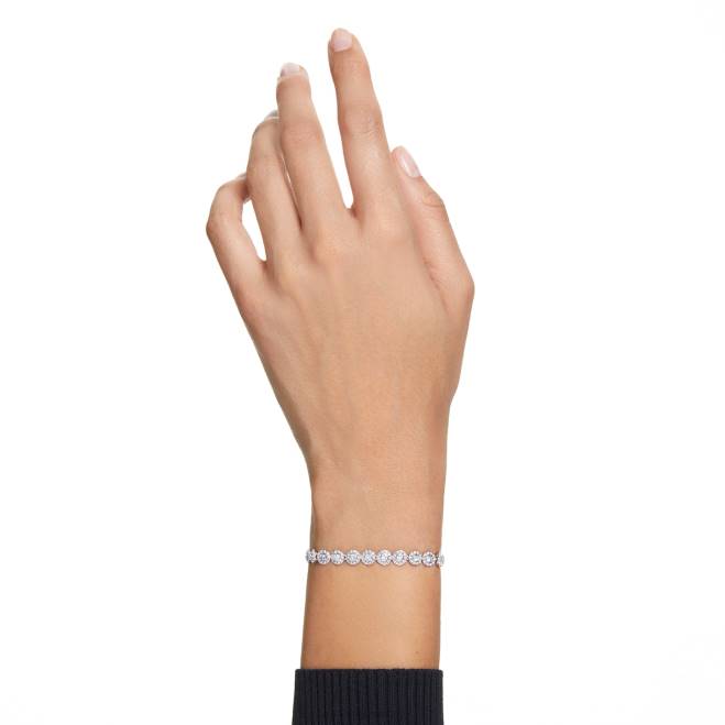 Swarovski DV4B546 gioielleria taglio rotondo, pavé, bianco, rodiato braccialetto angelico