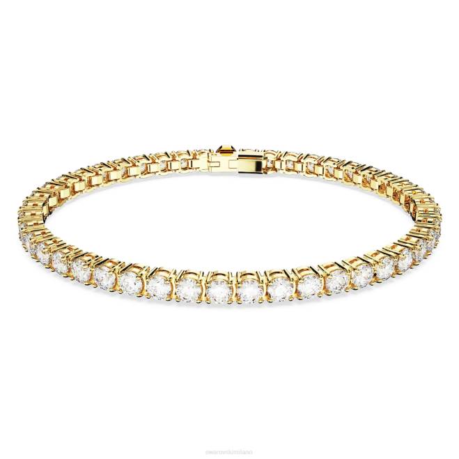 Swarovski DV4B547 gioielleria taglio rotondo, bianco, placcato oro braccialetto tennis a matrice