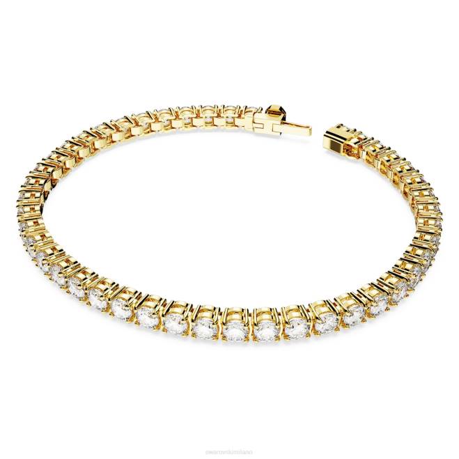 Swarovski DV4B547 gioielleria taglio rotondo, bianco, placcato oro braccialetto tennis a matrice