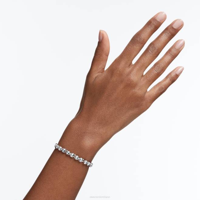 Swarovski DV4B548 gioielleria taglio rotondo, bianco, placcato rodio braccialetto da tennis