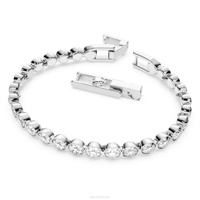 Swarovski DV4B548 gioielleria taglio rotondo, bianco, placcato rodio braccialetto da tennis