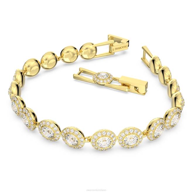 Swarovski DV4B549 gioielleria taglio rotondo, pavé, bianco, placcato color oro braccialetto angelico