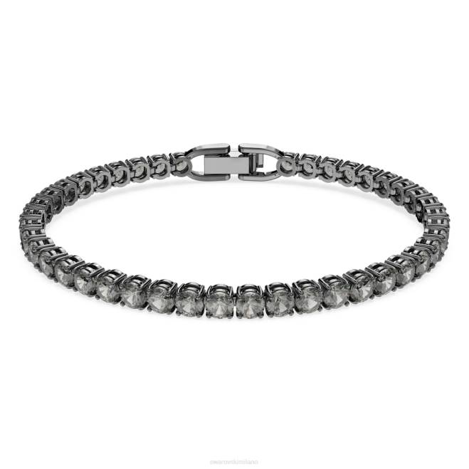 Swarovski DV4B550 gioielleria taglio rotondo, grigio, placcato rutenio braccialetto tennis deluxe