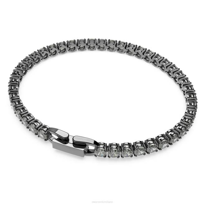 Swarovski DV4B550 gioielleria taglio rotondo, grigio, placcato rutenio braccialetto tennis deluxe