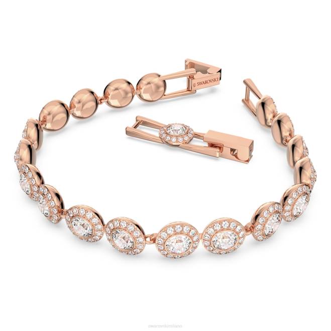 Swarovski DV4B551 gioielleria taglio rotondo, pavé, bianco, placcato tonalità oro rosa braccialetto angelico
