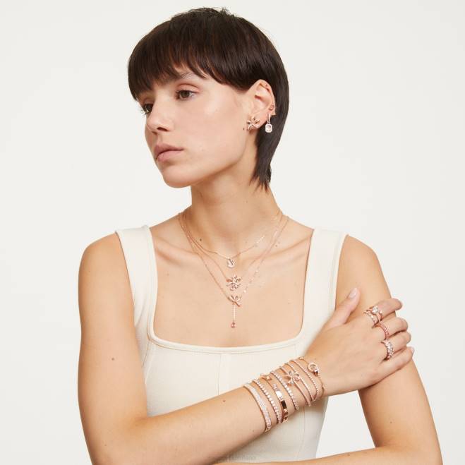 Swarovski DV4B552 gioielleria taglio rotondo, bianco, placcato tonalità oro rosa braccialetto tennis a matrice