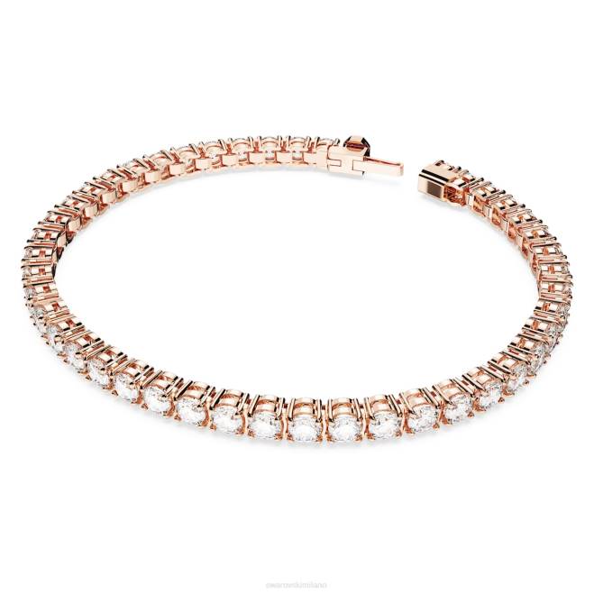Swarovski DV4B552 gioielleria taglio rotondo, bianco, placcato tonalità oro rosa braccialetto tennis a matrice