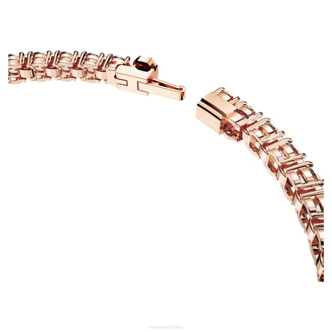 Swarovski DV4B552 gioielleria taglio rotondo, bianco, placcato tonalità oro rosa braccialetto tennis a matrice