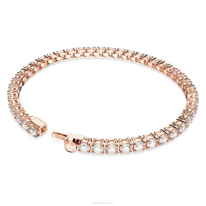 Swarovski DV4B552 gioielleria taglio rotondo, bianco, placcato tonalità oro rosa braccialetto tennis a matrice