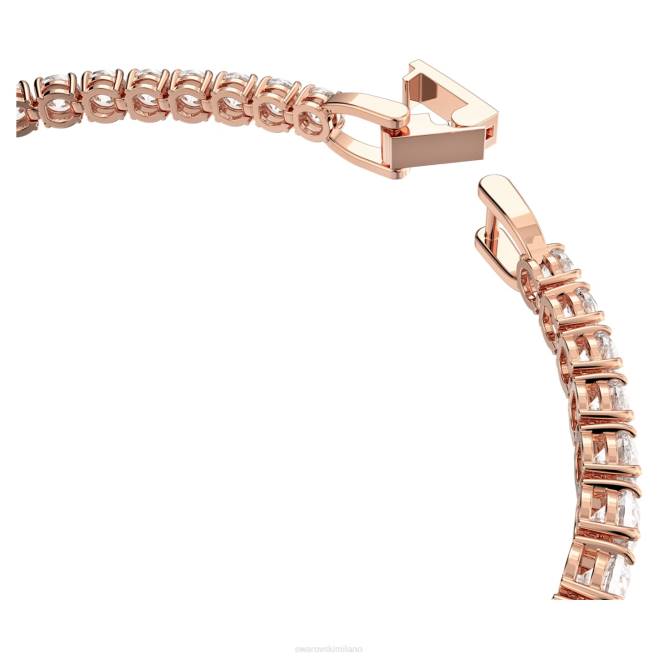 Swarovski DV4B553 gioielleria taglio rotondo, bianco, placcato tonalità oro rosa braccialetto tennis deluxe