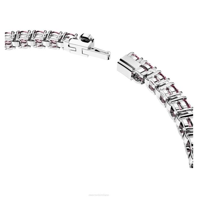 Swarovski DV4B554 gioielleria taglio rotondo, rosa, placcato rodio braccialetto tennis a matrice