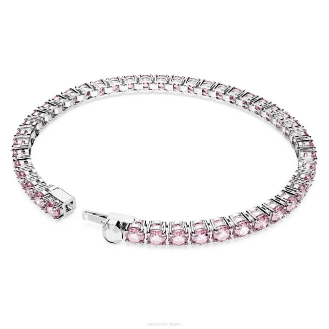 Swarovski DV4B554 gioielleria taglio rotondo, rosa, placcato rodio braccialetto tennis a matrice