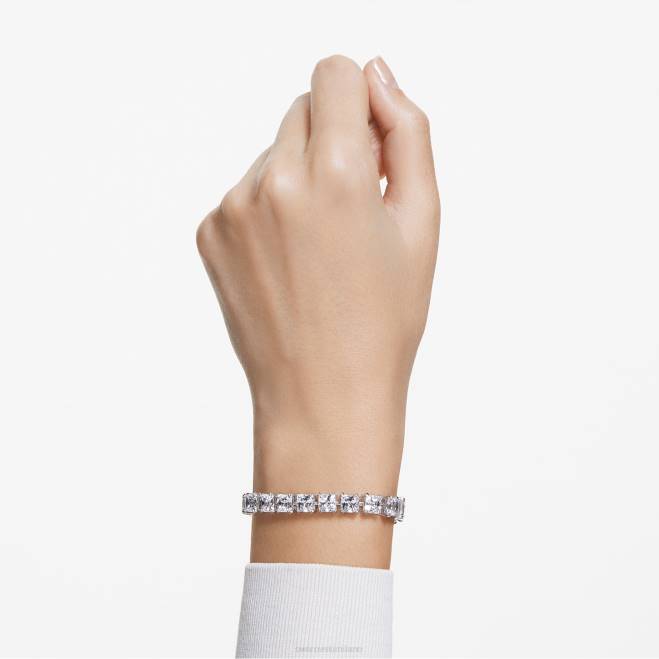 Swarovski DV4B555 gioielleria taglio quadrato, bianco, placcato rodio braccialetto millenario