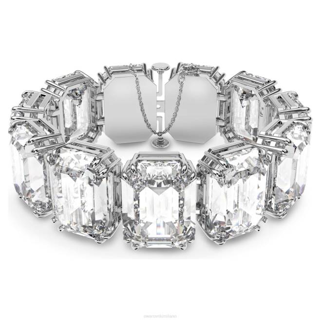 Swarovski DV4B557 gioielleria cristalli oversize, taglio ottagonale, bianchi, placcati rodio braccialetto millenario
