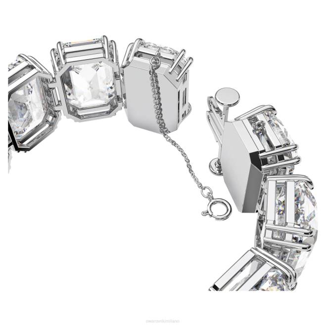 Swarovski DV4B557 gioielleria cristalli oversize, taglio ottagonale, bianchi, placcati rodio braccialetto millenario