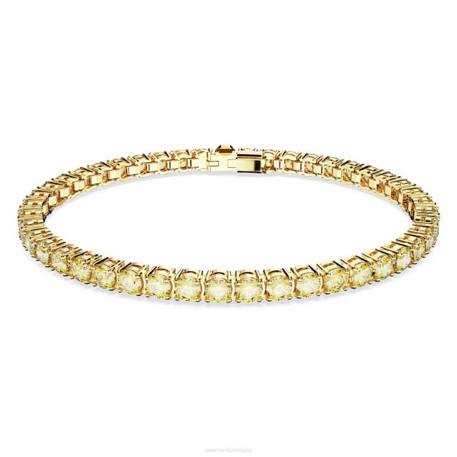 Swarovski DV4B561 gioielleria taglio rotondo, giallo, placcato color oro braccialetto tennis a matrice