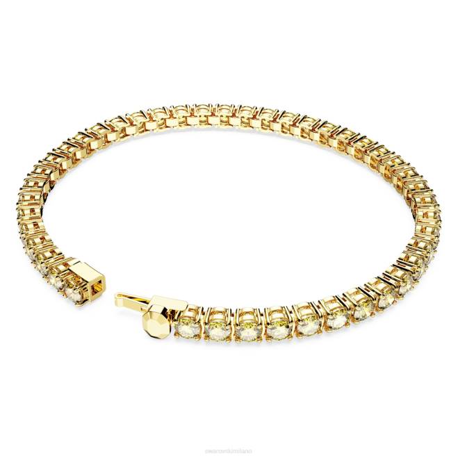Swarovski DV4B561 gioielleria taglio rotondo, giallo, placcato color oro braccialetto tennis a matrice