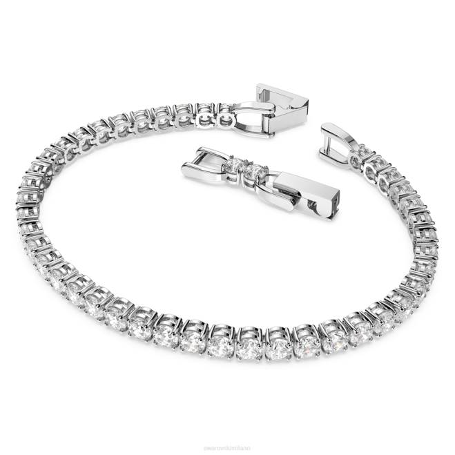Swarovski DV4B562 gioielleria taglio rotondo, bianco, placcato rodio braccialetto tennis deluxe