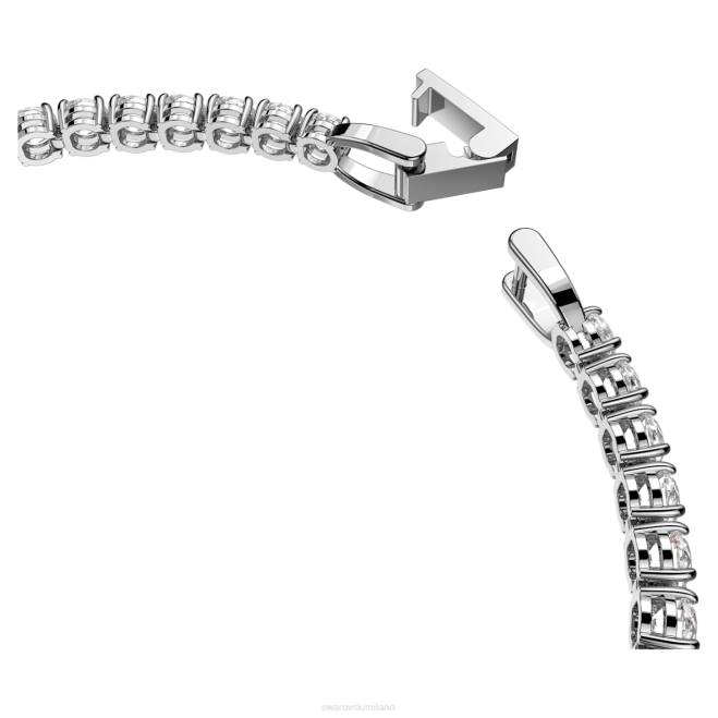Swarovski DV4B562 gioielleria taglio rotondo, bianco, placcato rodio braccialetto tennis deluxe
