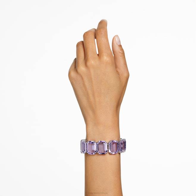 Swarovski DV4B563 gioielleria cristalli oversize, taglio ottagonale, viola, placcati rodio braccialetto millenario