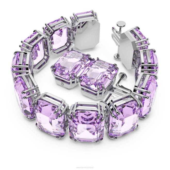 Swarovski DV4B563 gioielleria cristalli oversize, taglio ottagonale, viola, placcati rodio braccialetto millenario