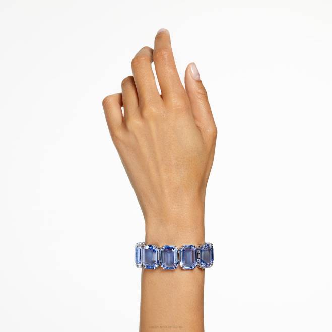 Swarovski DV4B564 gioielleria cristalli oversize, taglio ottagonale, blu, placcati rodio braccialetto millenario